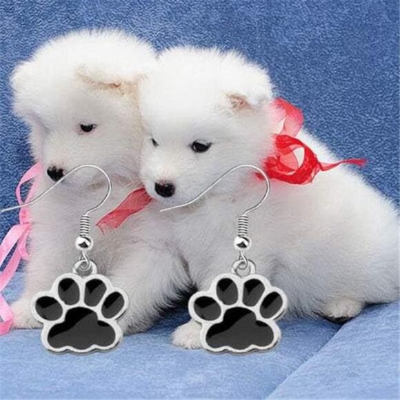 Dog Paw Earrings Cute Paw Print Dangle Dog Jewelry Gift Dog Lover Mom Women - Picture 4 of 6